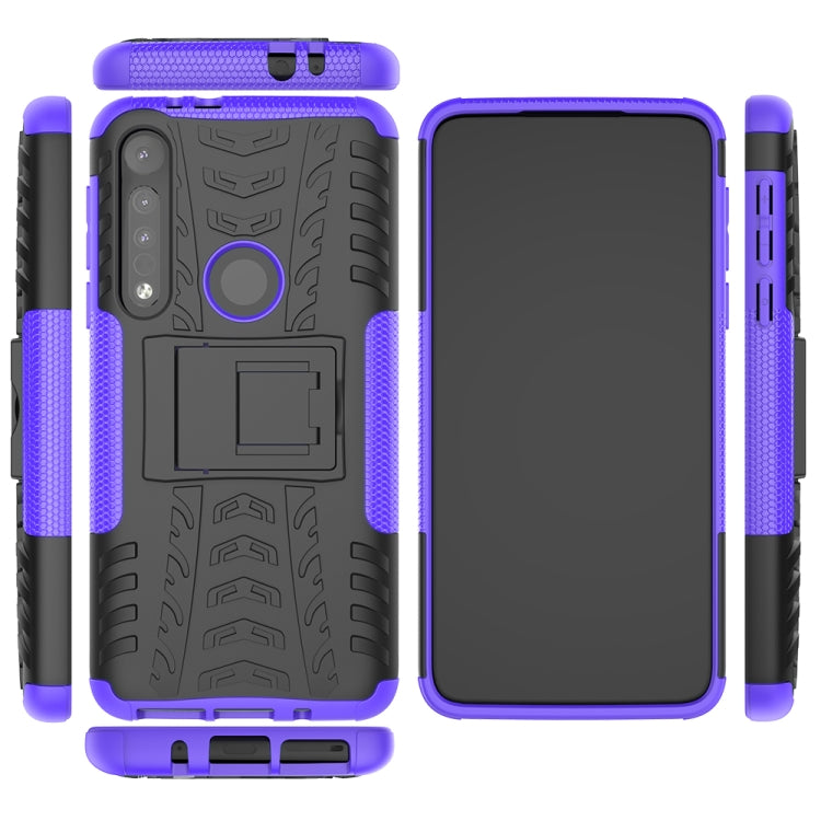 For Motorola One Macro Tire Texture Shockproof TPU+PC Protective Case with Holder