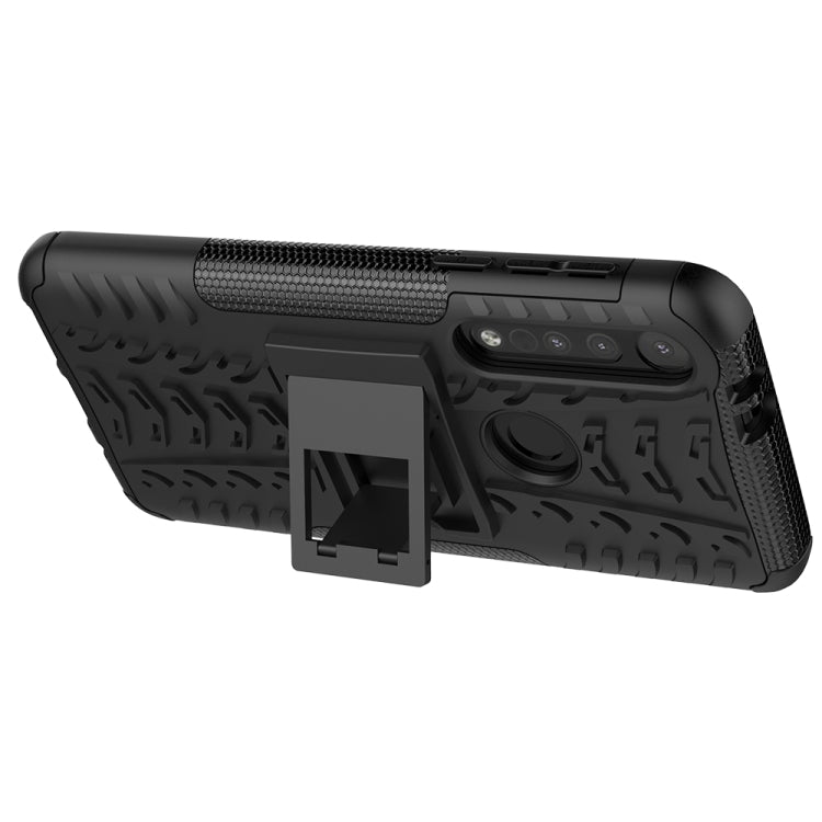 For Motorola One Macro Tire Texture Shockproof TPU+PC Protective Case with Holder