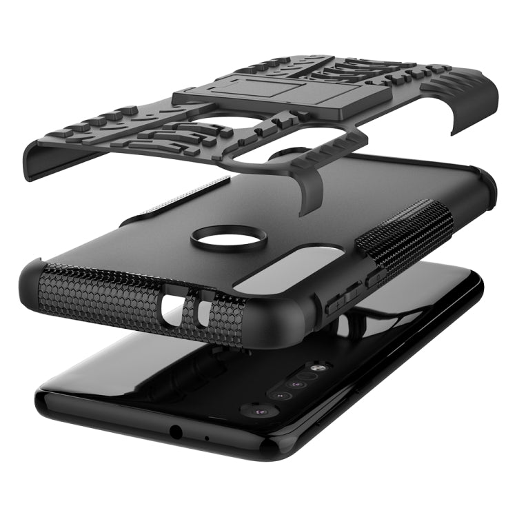 For Motorola One Macro Tire Texture Shockproof TPU+PC Protective Case with Holder
