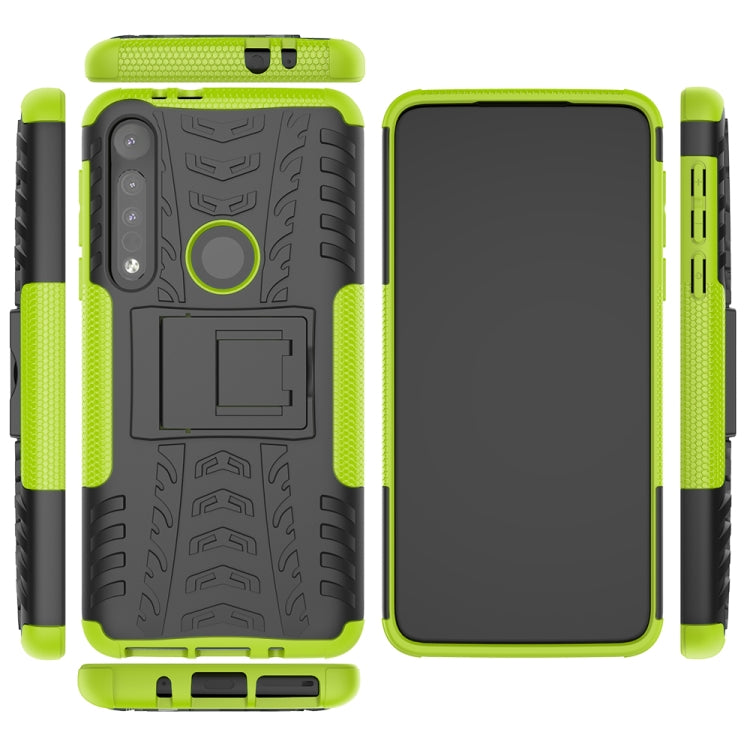 For Motorola One Macro Tire Texture Shockproof TPU+PC Protective Case with Holder