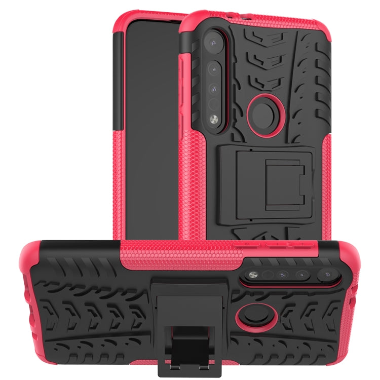 For Motorola One Macro Tire Texture Shockproof TPU+PC Protective Case with Holder