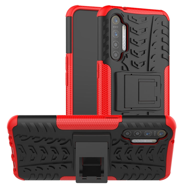 For OPPO Realme XT Tire Texture Shockproof TPU+PC Protective Case with Holder