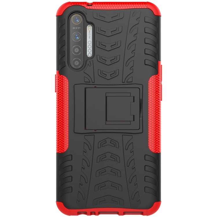 For OPPO Realme XT Tire Texture Shockproof TPU+PC Protective Case with Holder