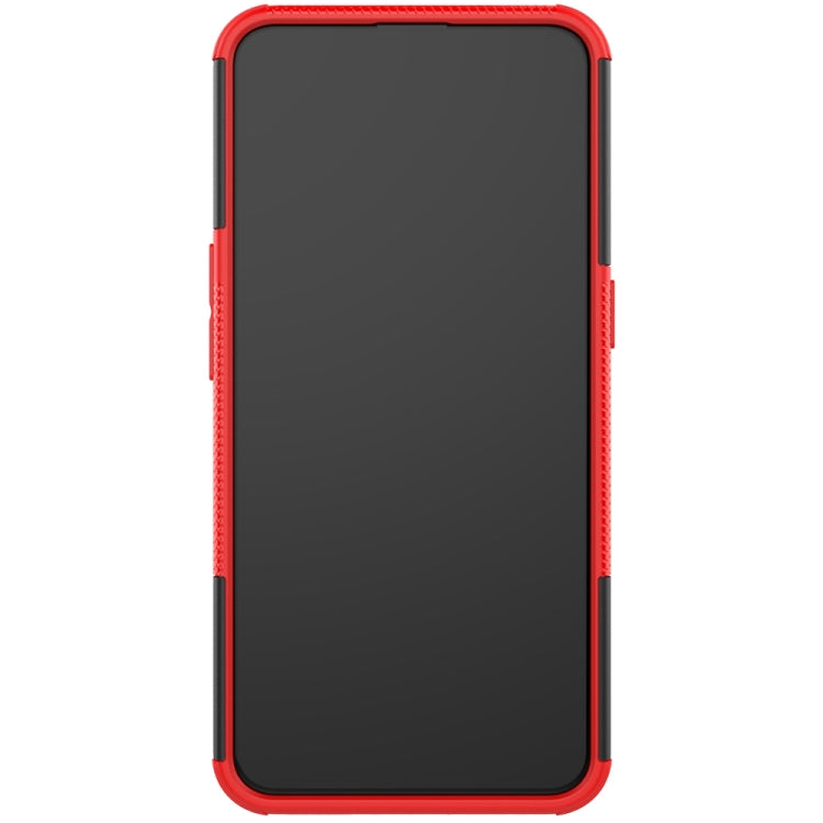 For OPPO Realme XT Tire Texture Shockproof TPU+PC Protective Case with Holder