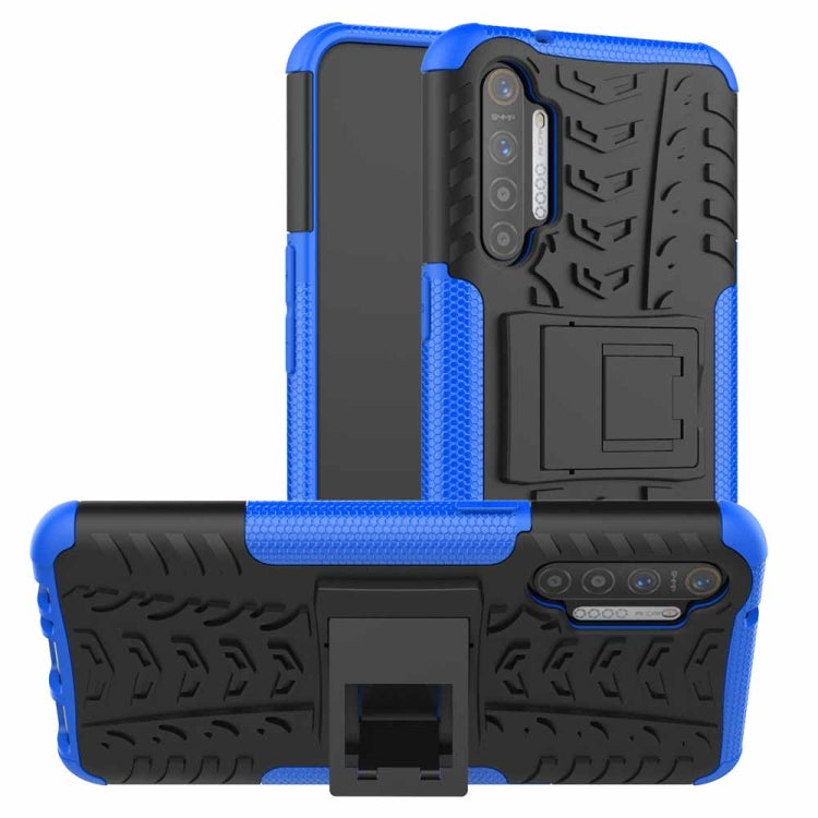 For OPPO Realme XT Tire Texture Shockproof TPU+PC Protective Case with Holder