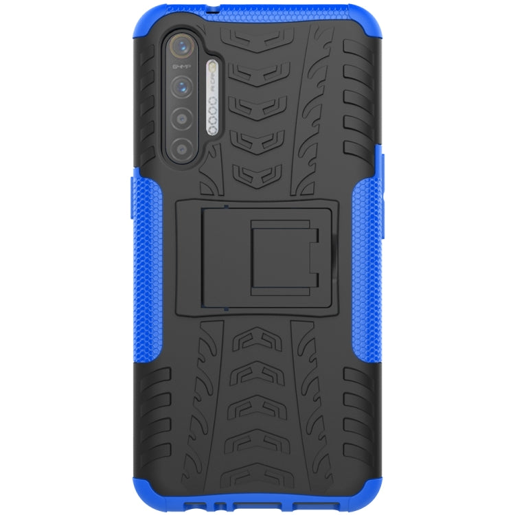 For OPPO Realme XT Tire Texture Shockproof TPU+PC Protective Case with Holder