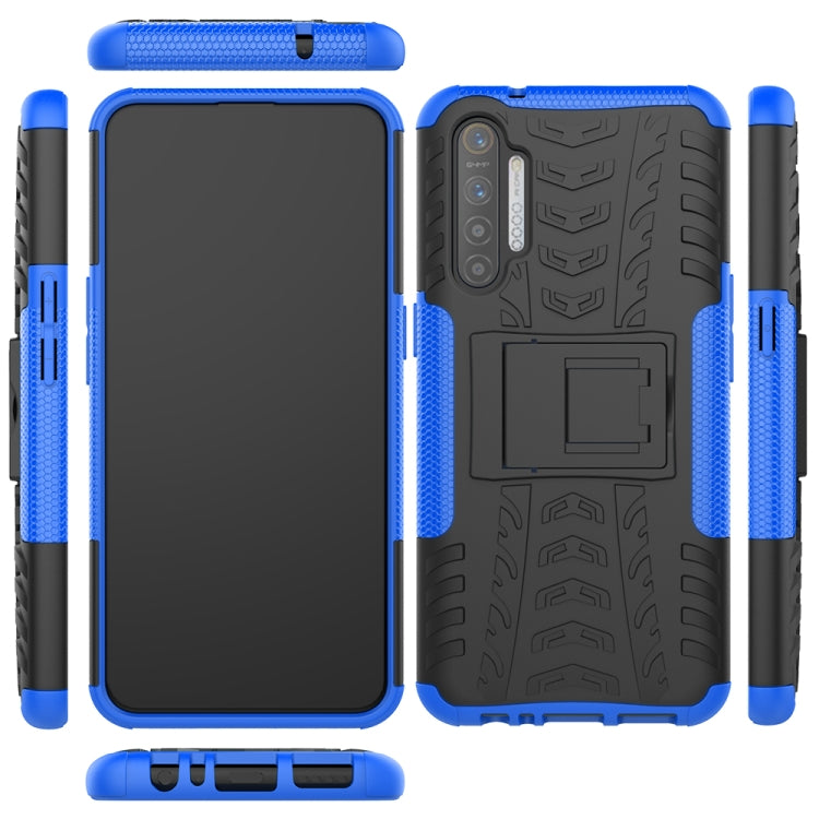 For OPPO Realme XT Tire Texture Shockproof TPU+PC Protective Case with Holder