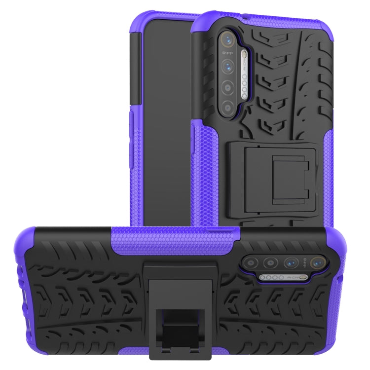 For OPPO Realme XT Tire Texture Shockproof TPU+PC Protective Case with Holder