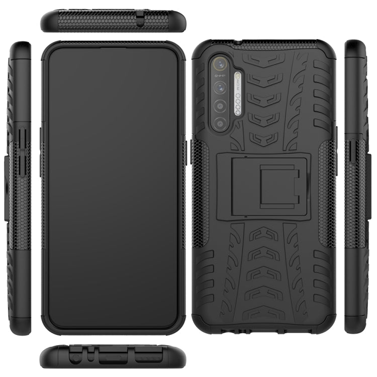 For OPPO Realme XT Tire Texture Shockproof TPU+PC Protective Case with Holder