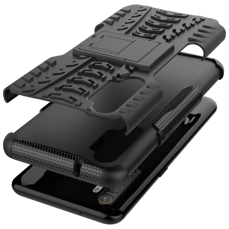 For OPPO Realme XT Tire Texture Shockproof TPU+PC Protective Case with Holder