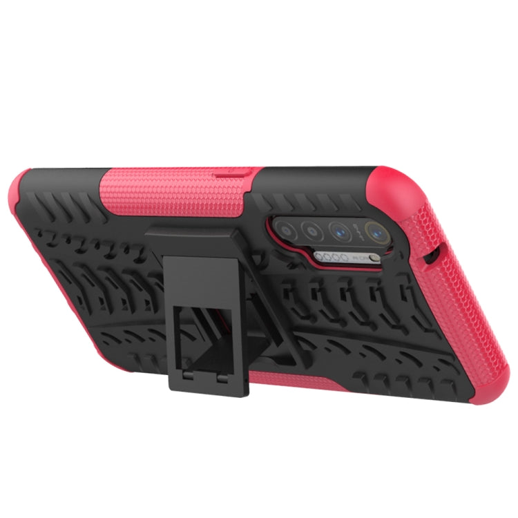 For OPPO Realme XT Tire Texture Shockproof TPU+PC Protective Case with Holder