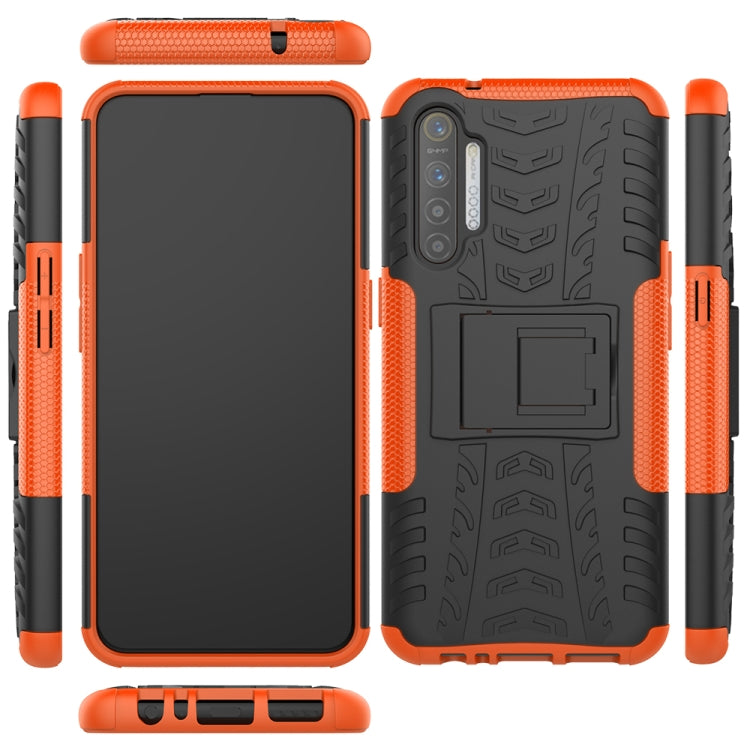 For OPPO Realme XT Tire Texture Shockproof TPU+PC Protective Case with Holder