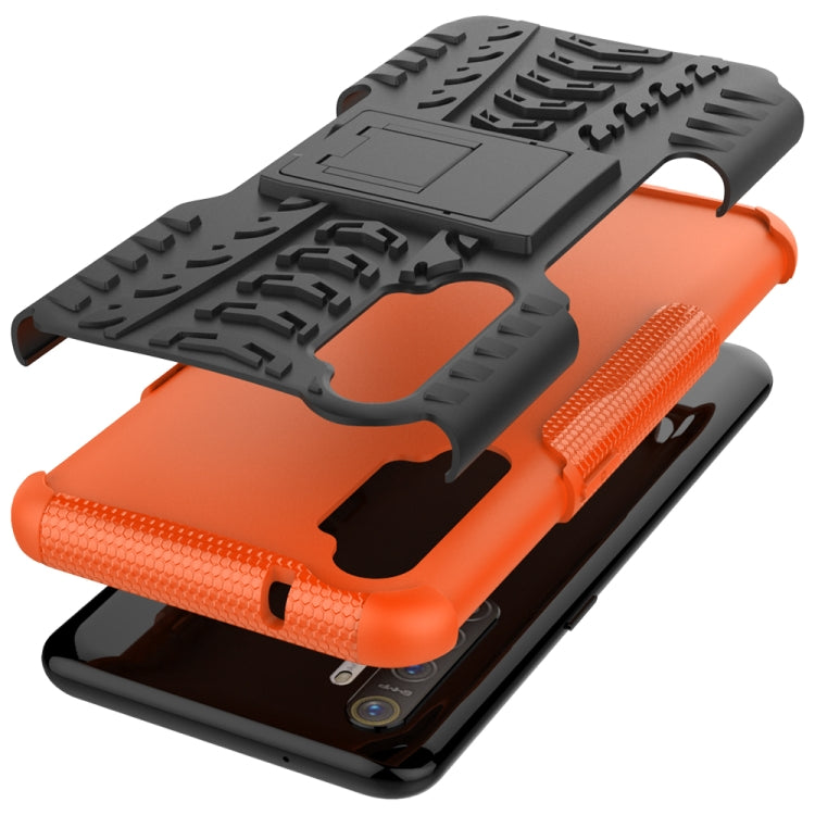 For OPPO Realme XT Tire Texture Shockproof TPU+PC Protective Case with Holder