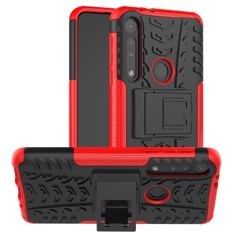 For Motorola G8 Play Tire Texture Shockproof TPU+PC Protective Case with Holder