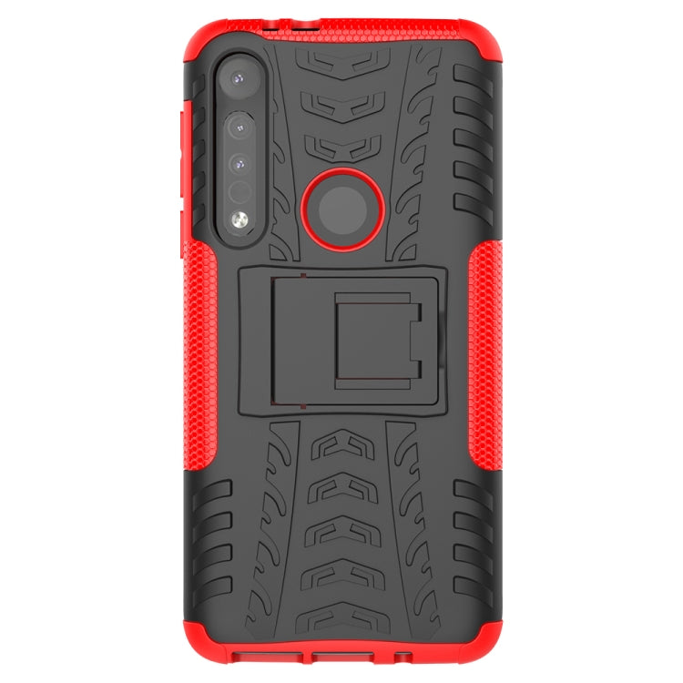 For Motorola G8 Play Tire Texture Shockproof TPU+PC Protective Case with Holder