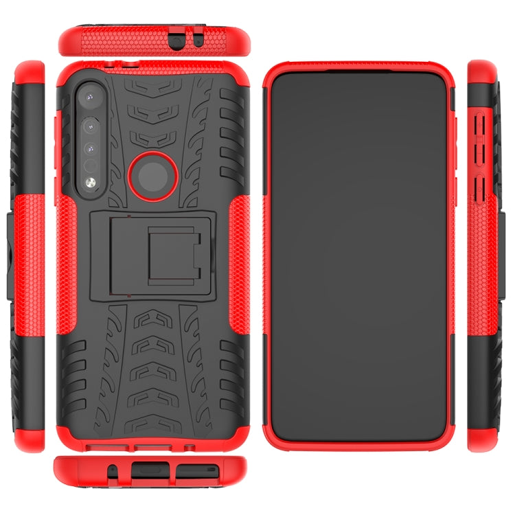 For Motorola G8 Play Tire Texture Shockproof TPU+PC Protective Case with Holder