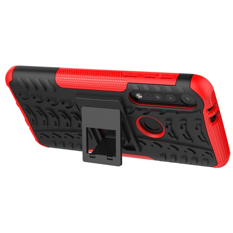 For Motorola G8 Play Tire Texture Shockproof TPU+PC Protective Case with Holder