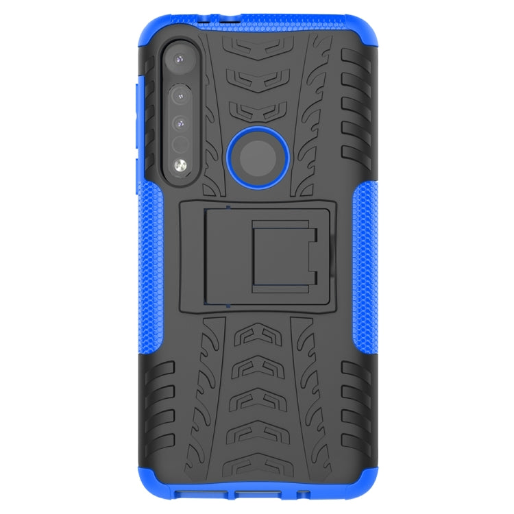 For Motorola G8 Play Tire Texture Shockproof TPU+PC Protective Case with Holder