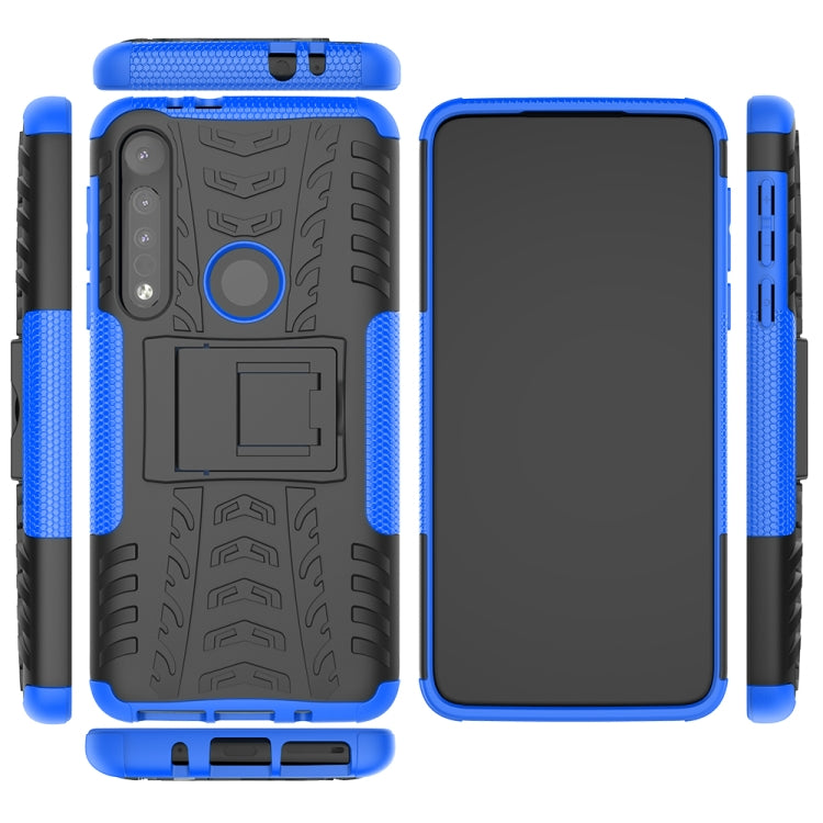 For Motorola G8 Play Tire Texture Shockproof TPU+PC Protective Case with Holder