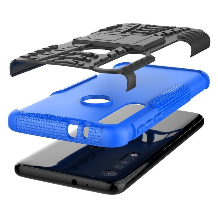 For Motorola G8 Play Tire Texture Shockproof TPU+PC Protective Case with Holder