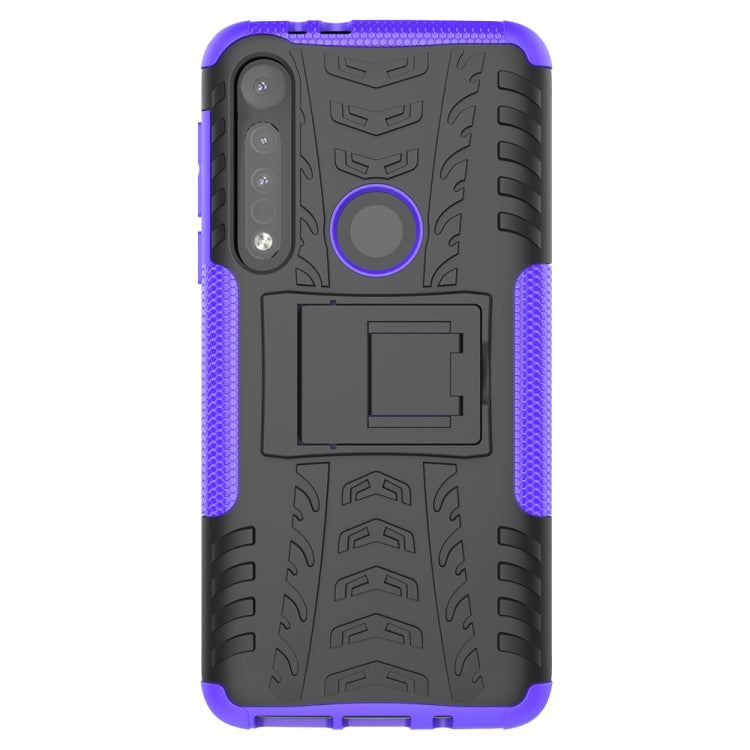 For Motorola G8 Play Tire Texture Shockproof TPU+PC Protective Case with Holder