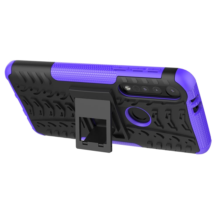 For Motorola G8 Play Tire Texture Shockproof TPU+PC Protective Case with Holder