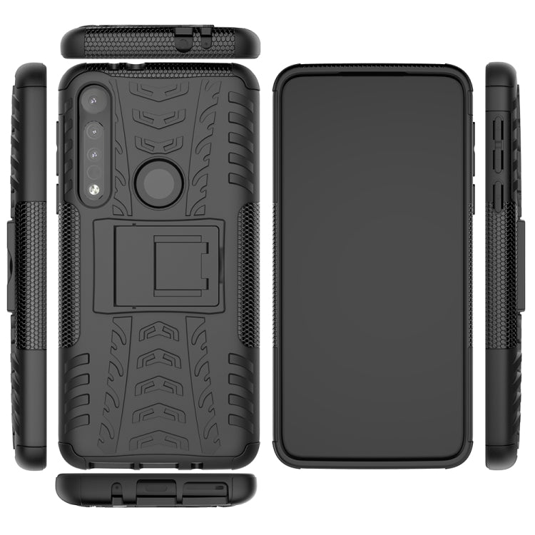 For Motorola G8 Play Tire Texture Shockproof TPU+PC Protective Case with Holder