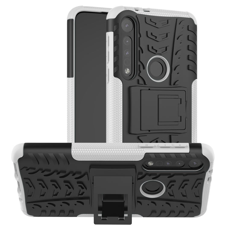 For Motorola G8 Play Tire Texture Shockproof TPU+PC Protective Case with Holder