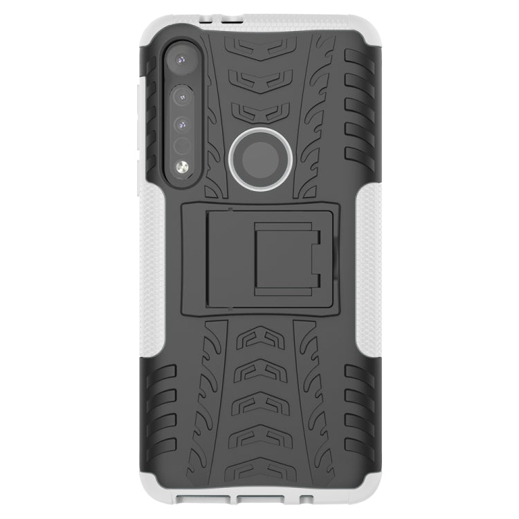 For Motorola G8 Play Tire Texture Shockproof TPU+PC Protective Case with Holder