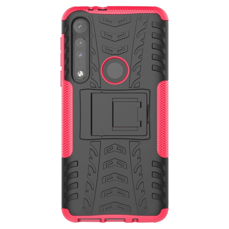 For Motorola G8 Play Tire Texture Shockproof TPU+PC Protective Case with Holder