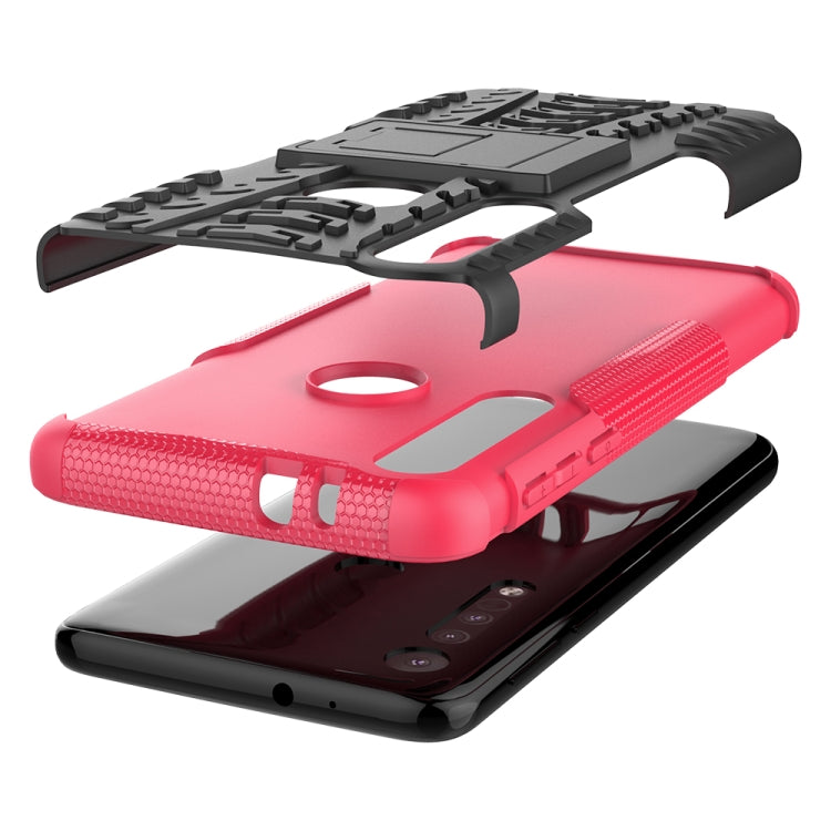 For Motorola G8 Play Tire Texture Shockproof TPU+PC Protective Case with Holder