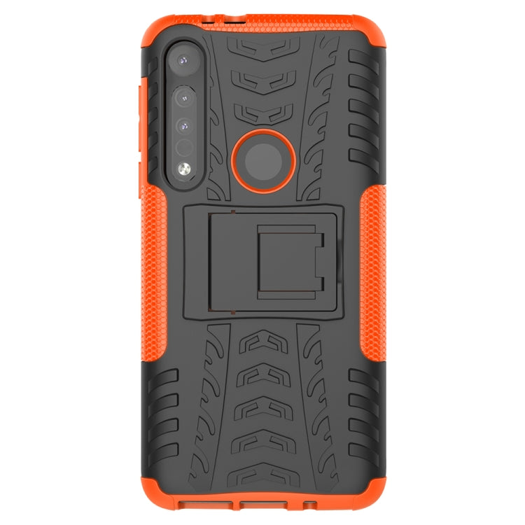 For Motorola G8 Play Tire Texture Shockproof TPU+PC Protective Case with Holder