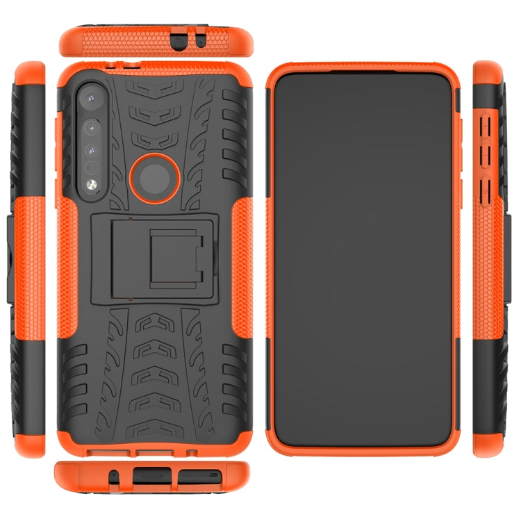For Motorola G8 Play Tire Texture Shockproof TPU+PC Protective Case with Holder