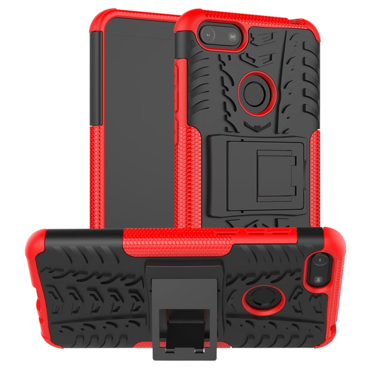 For Motorola E6 Play Tire Texture Shockproof TPU+PC Protective Case with Holder