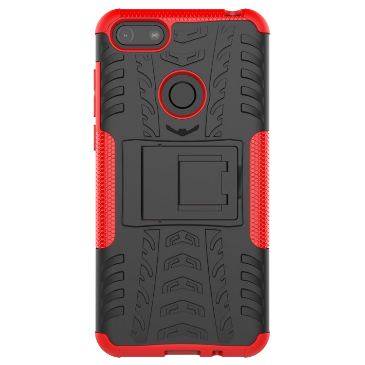 For Motorola E6 Play Tire Texture Shockproof TPU+PC Protective Case with Holder