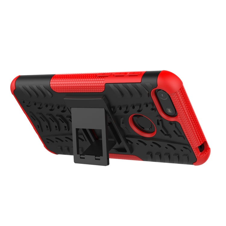 For Motorola E6 Play Tire Texture Shockproof TPU+PC Protective Case with Holder