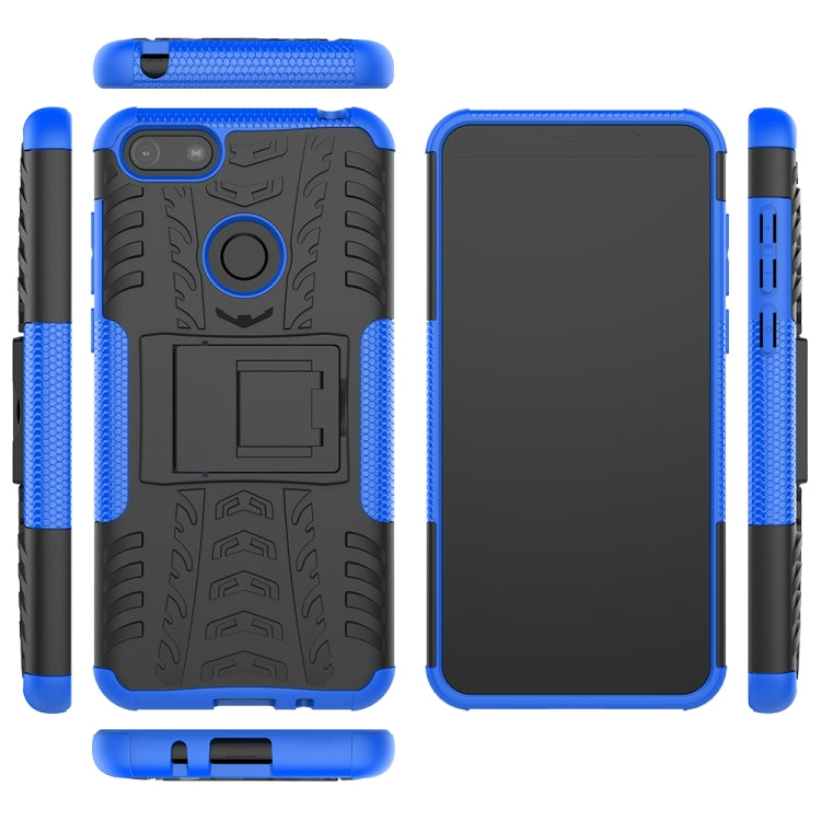 For Motorola E6 Play Tire Texture Shockproof TPU+PC Protective Case with Holder