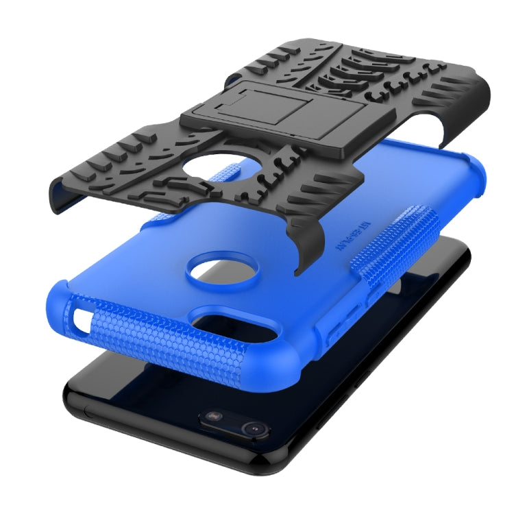 For Motorola E6 Play Tire Texture Shockproof TPU+PC Protective Case with Holder