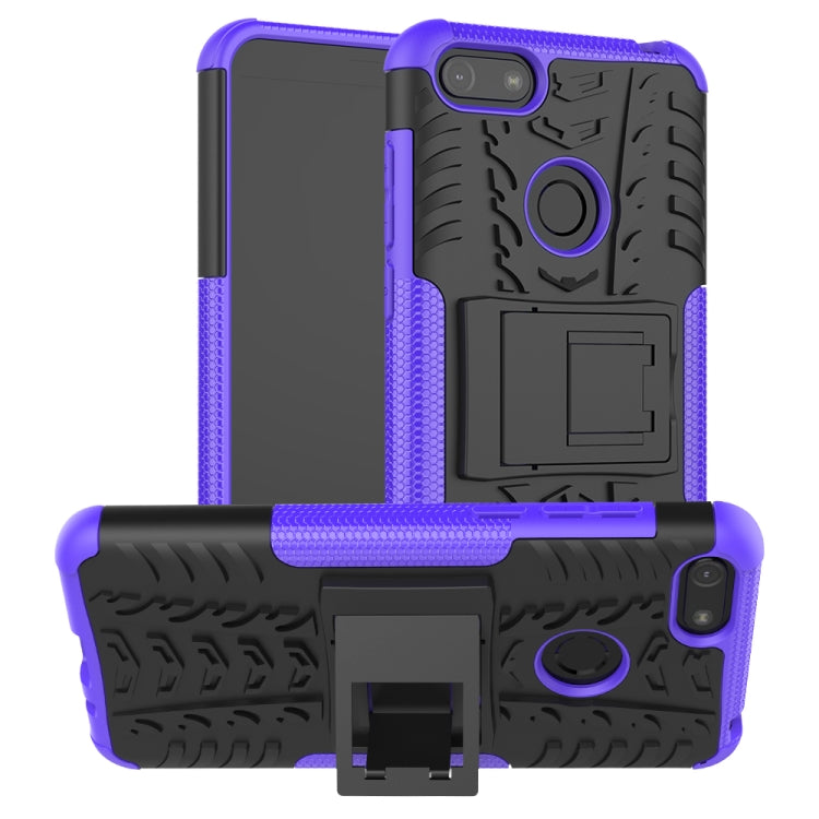 For Motorola E6 Play Tire Texture Shockproof TPU+PC Protective Case with Holder