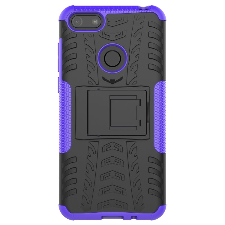For Motorola E6 Play Tire Texture Shockproof TPU+PC Protective Case with Holder