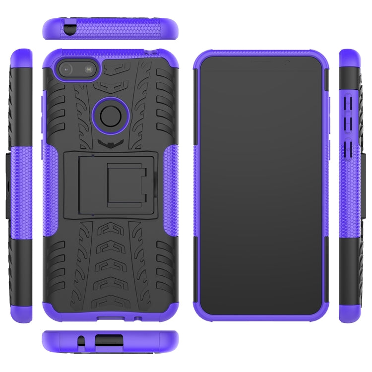 For Motorola E6 Play Tire Texture Shockproof TPU+PC Protective Case with Holder