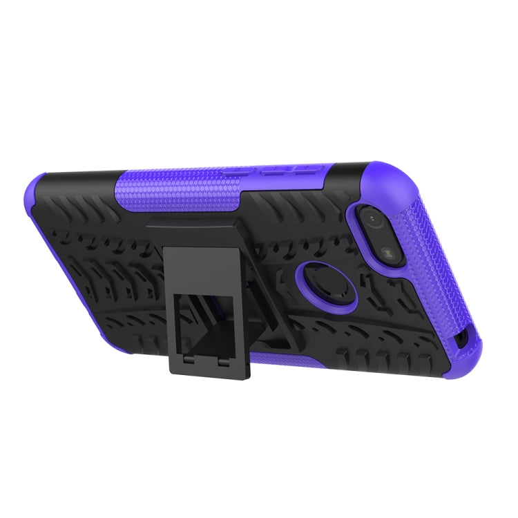 For Motorola E6 Play Tire Texture Shockproof TPU+PC Protective Case with Holder
