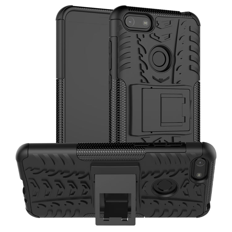 For Motorola E6 Play Tire Texture Shockproof TPU+PC Protective Case with Holder