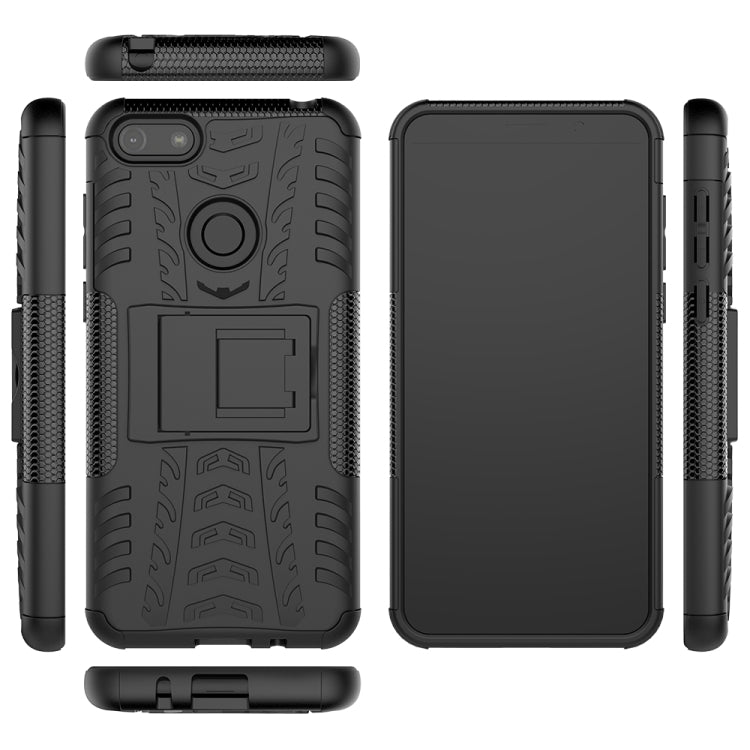 For Motorola E6 Play Tire Texture Shockproof TPU+PC Protective Case with Holder