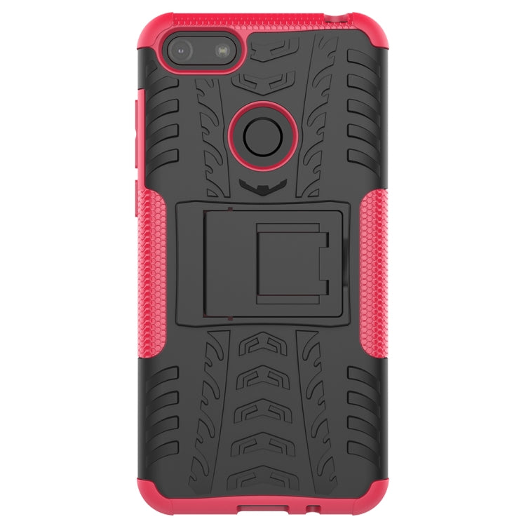 For Motorola E6 Play Tire Texture Shockproof TPU+PC Protective Case with Holder