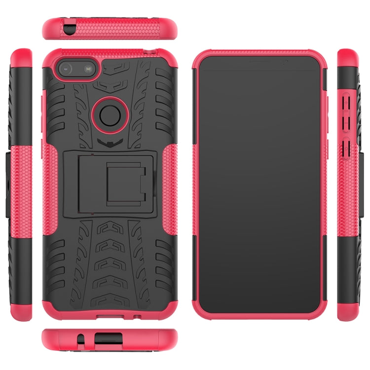 For Motorola E6 Play Tire Texture Shockproof TPU+PC Protective Case with Holder