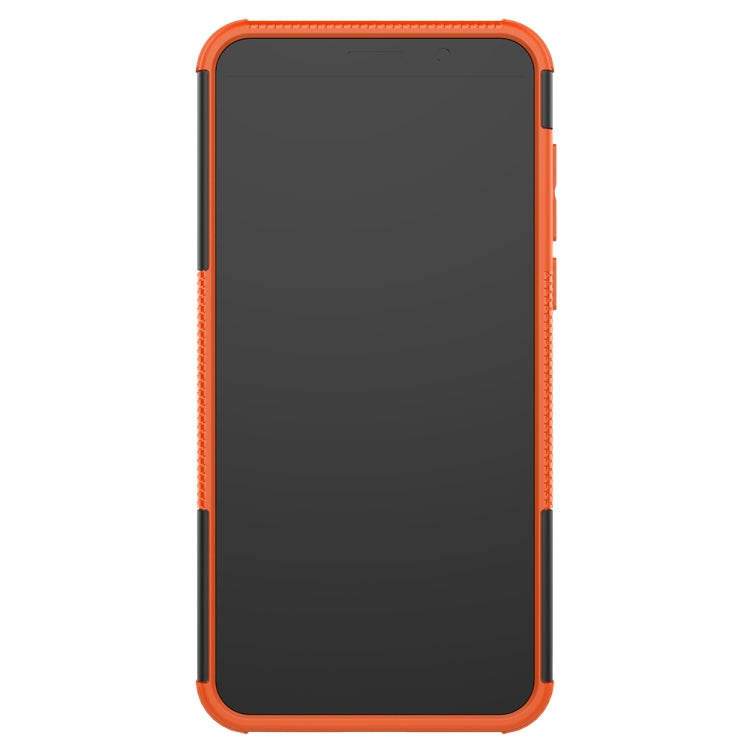 For Motorola E6 Play Tire Texture Shockproof TPU+PC Protective Case with Holder