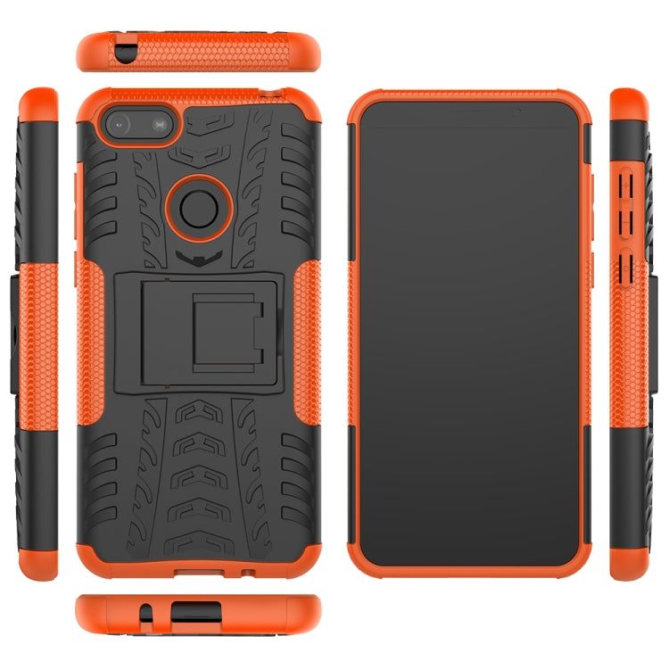 For Motorola E6 Play Tire Texture Shockproof TPU+PC Protective Case with Holder