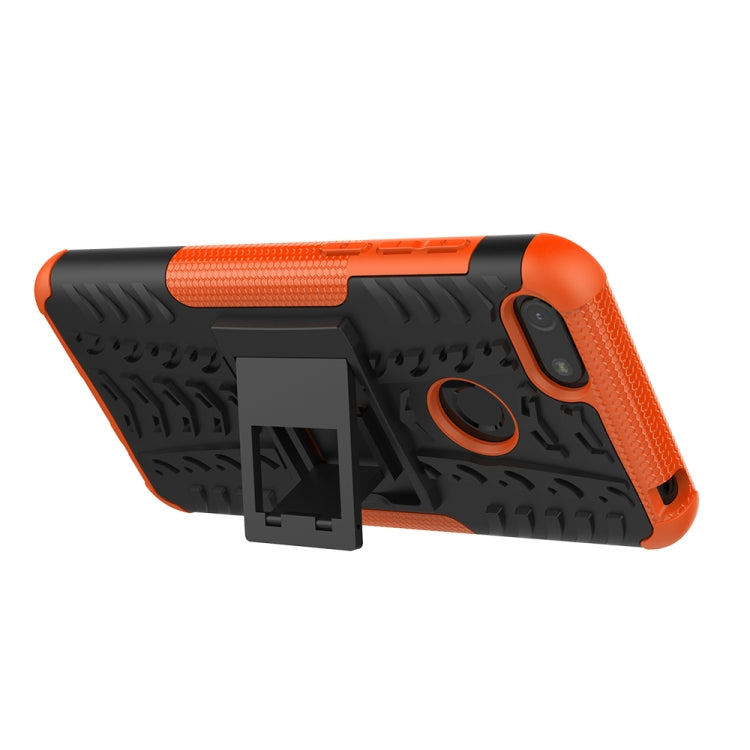 For Motorola E6 Play Tire Texture Shockproof TPU+PC Protective Case with Holder
