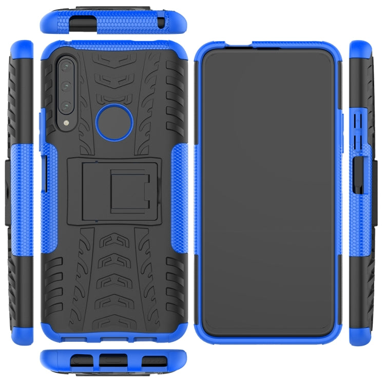 For Huawei Y9 Prime Tire Texture Shockproof TPU+PC Protective Case with Holder